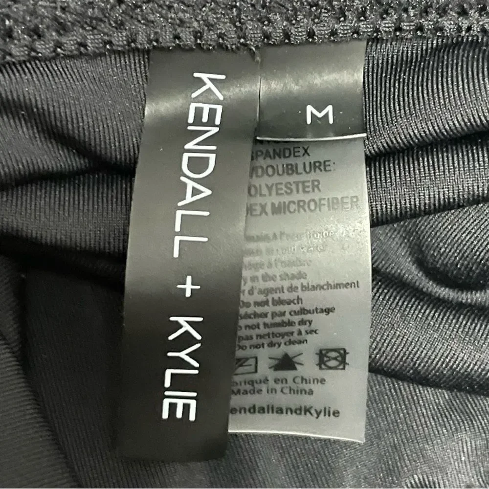 Kendall & Kylie One-Piece Swimsuit Black With Logo Brand on White Band Straps M